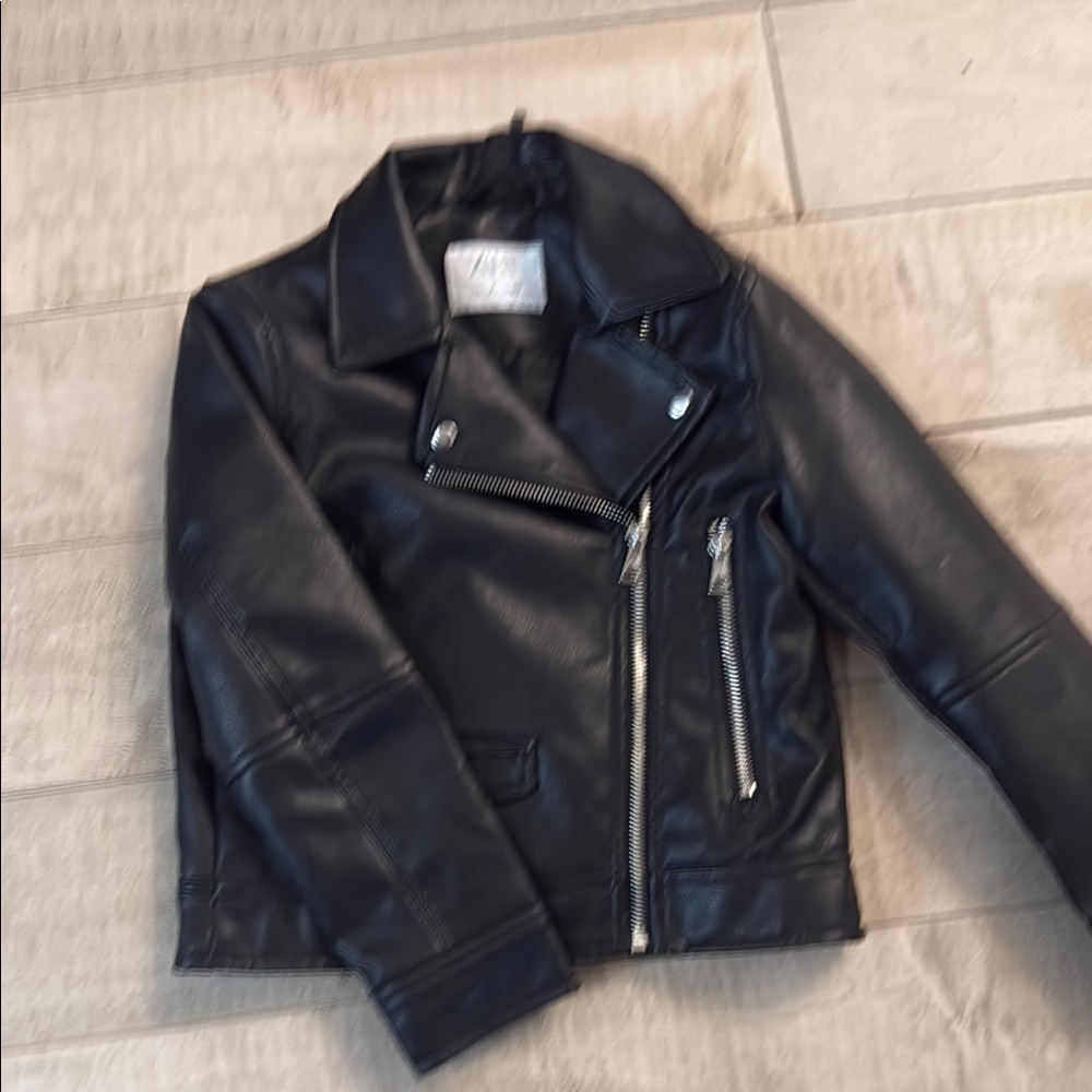 Girls size 7 Zara Black Leather Jacket